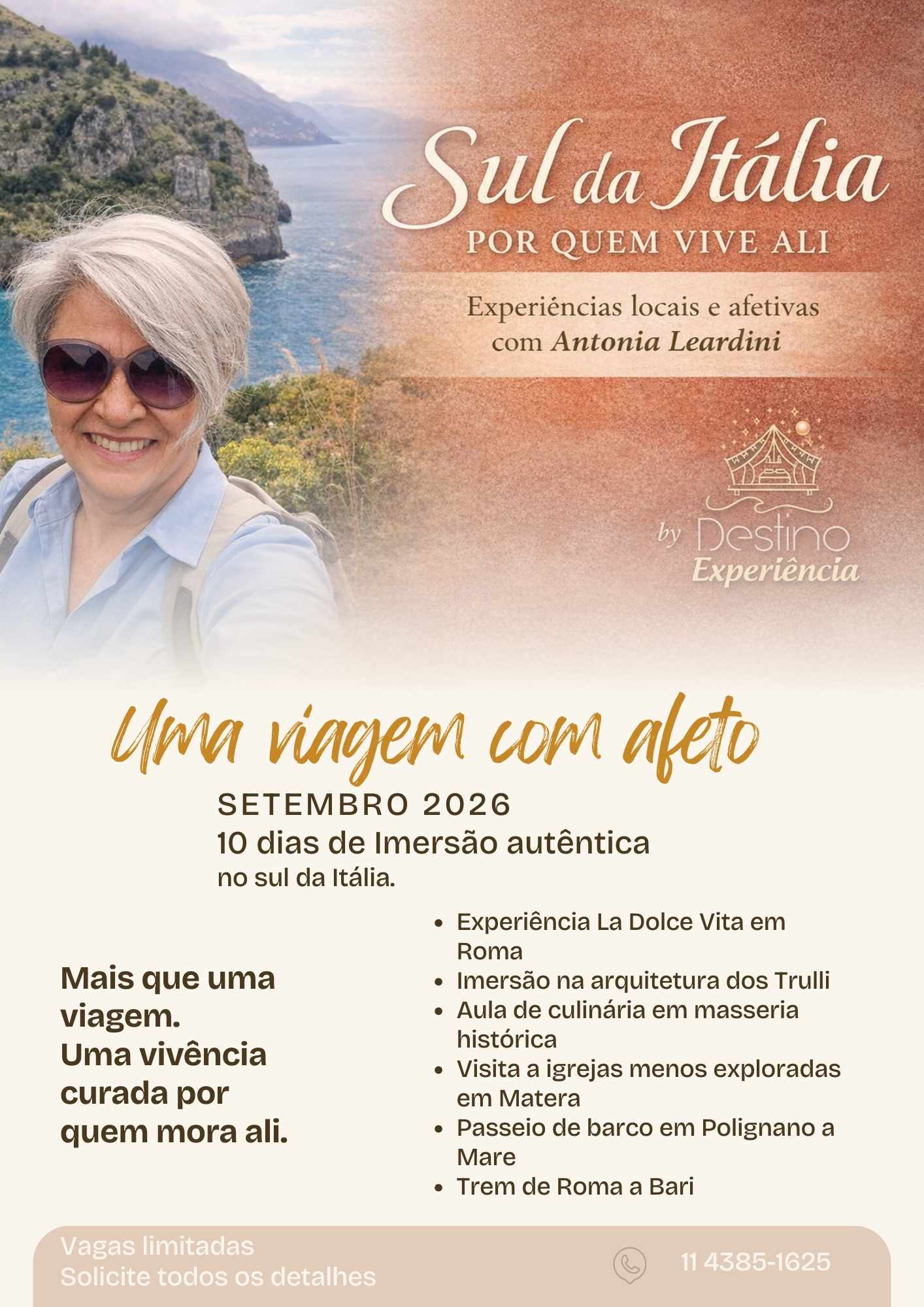 Roteiro personalizado Itália, Viagem de luxo Puglia, Grupo privativo Itália 2026, Agência de viagens boutique São Paulo, Experiência gastronômica Itália.